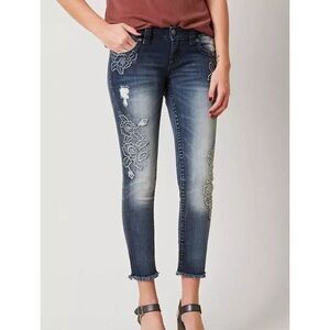 Miss Me Jeans Women's 25 Ankle Skinny E7767AK2A Embroidered Distress Roses‎